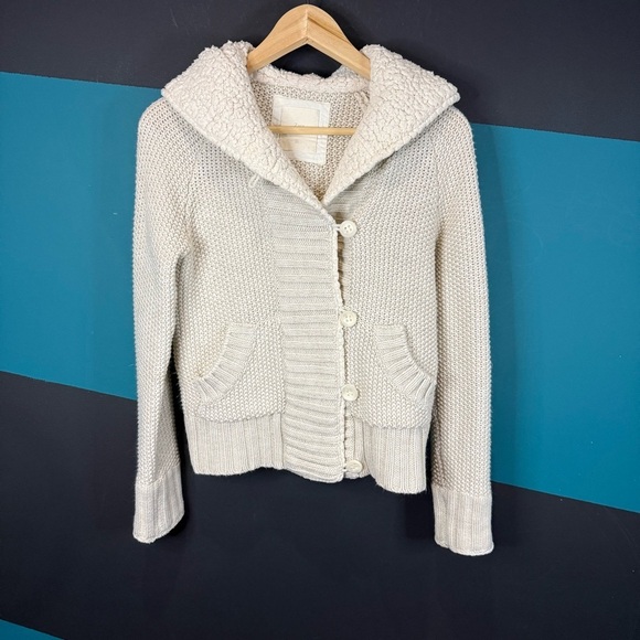 Zara Cream Button-Up Hooded Cardigan - Picture 3 of 12